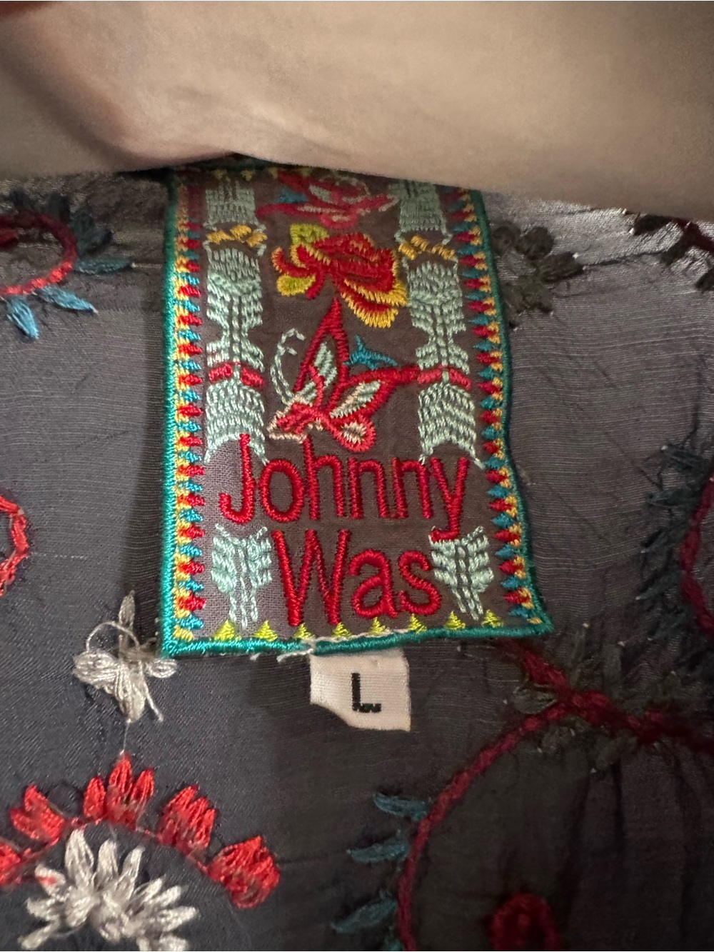 Johnny Was Multicolor Embroidered Label with Red Logo - Picture 4 of 4